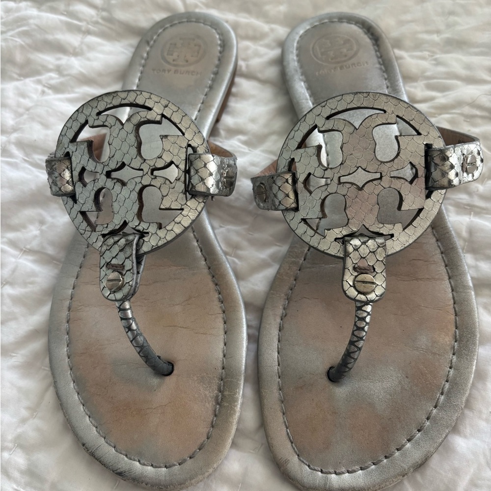 Tory Burch silver Miller sandals